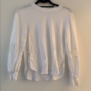 SeeByChloé white long sleeve tee with lace detail